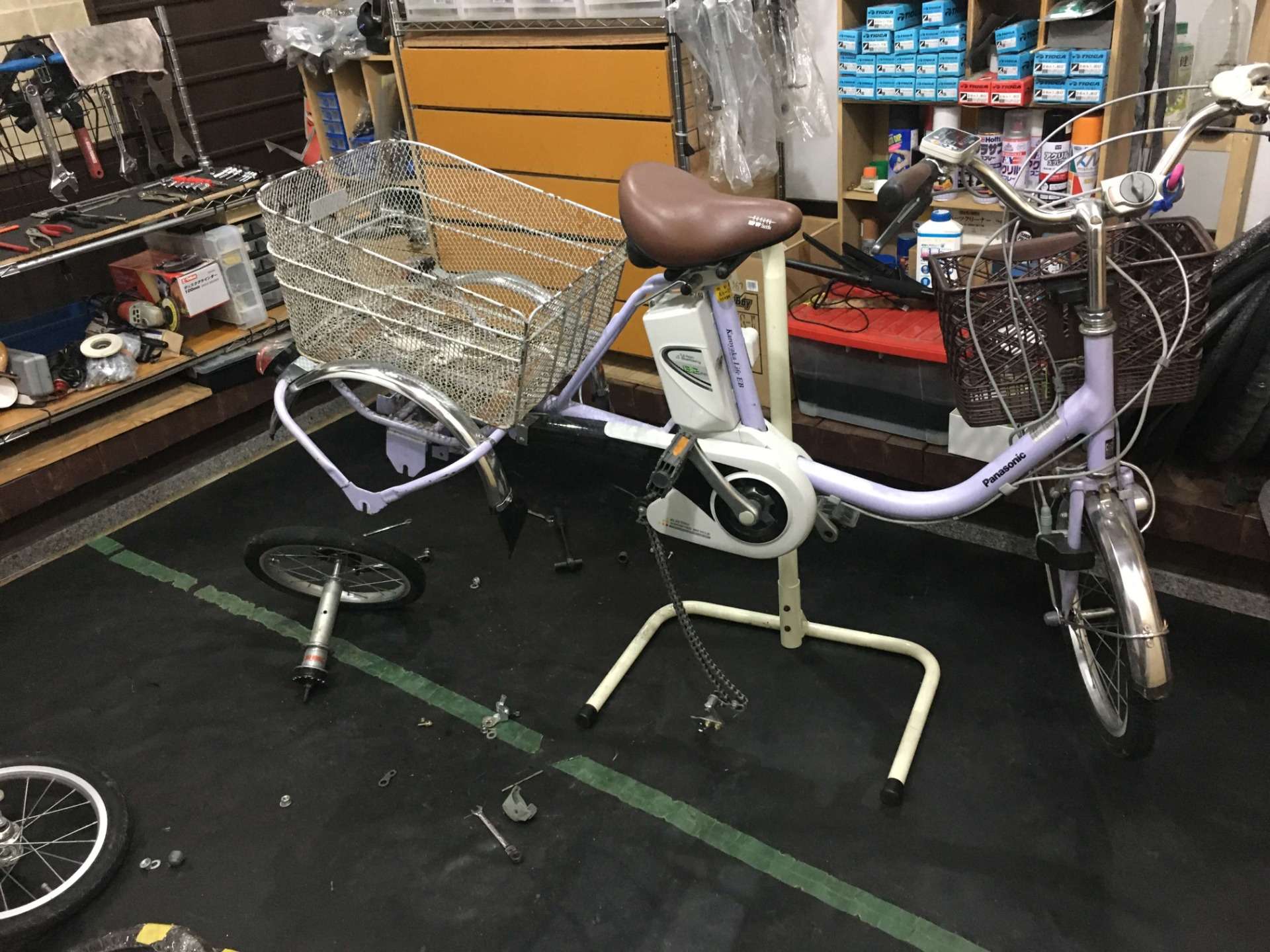 電動三輪自転車の修理をさせていただきました！【京都　自転車　サイクルケア】